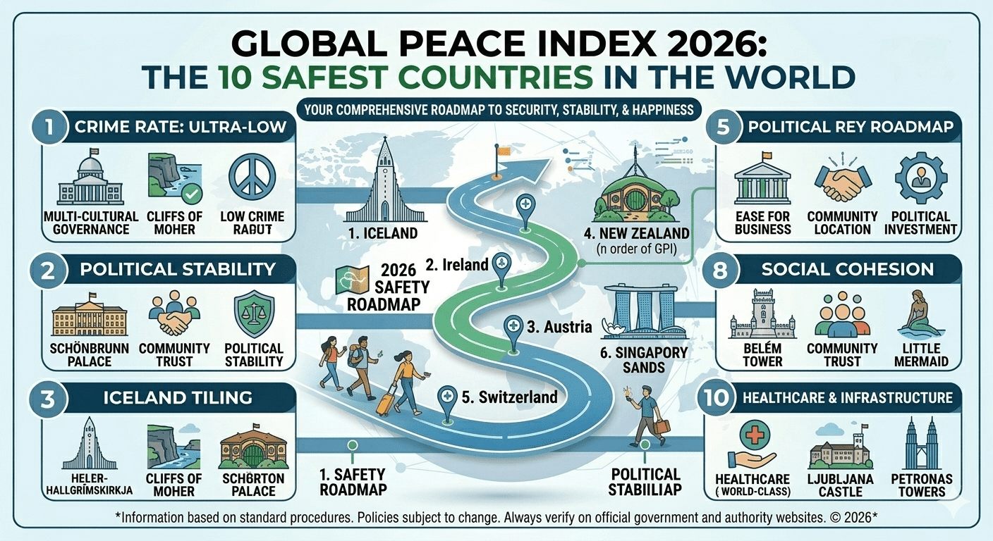 Top 10 Safest Countries in the World 2026 - Englopak | Study Abroad