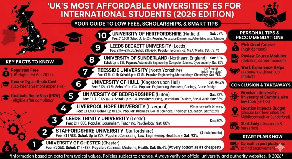Cheapest & Low fees Universities in UK