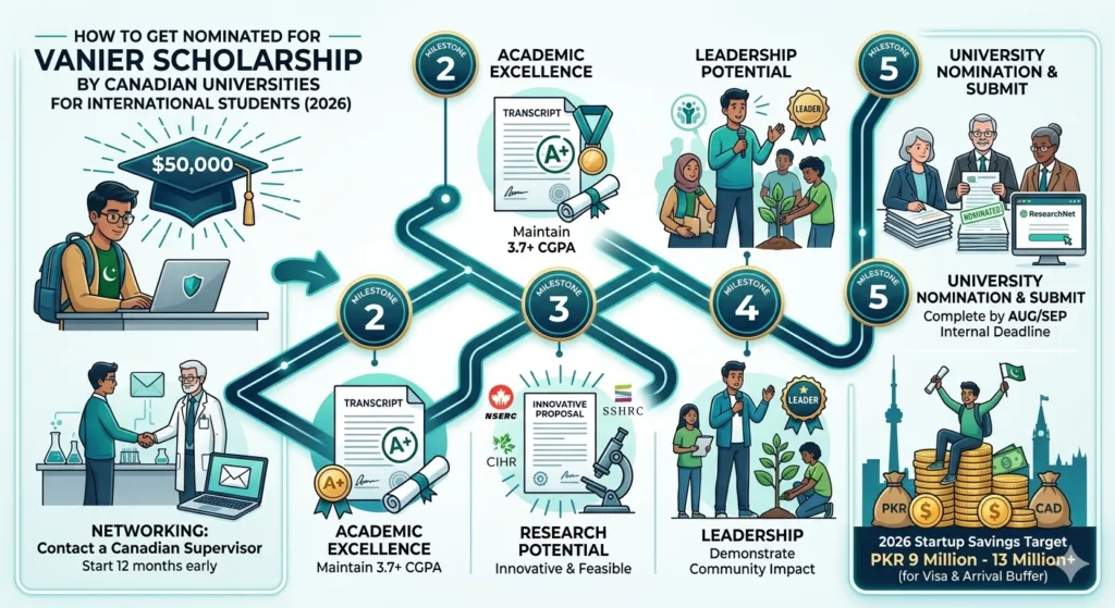 How to get nominated for Vanier scholarship by Canadian universities for international students