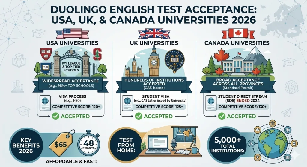 Is Duolingo English Test accepted in USAUKCanada universities