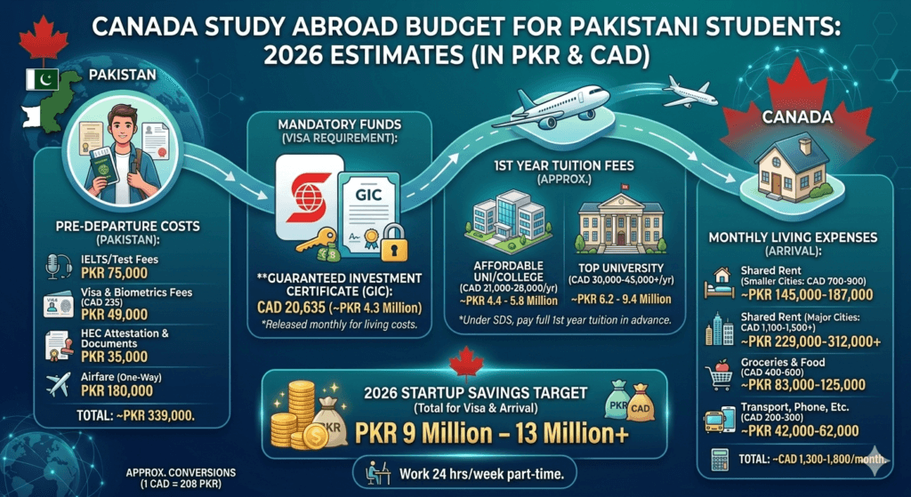 Canada Study Abroad Budget for Pakistanis