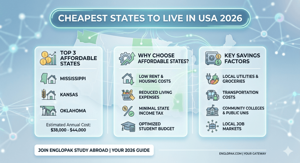 Cheapest States to Live in USA for Students (2026 Guide)